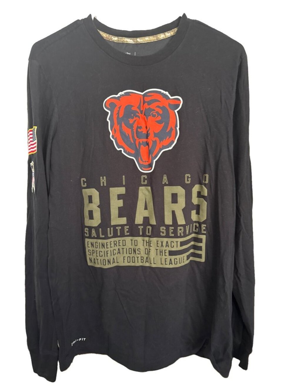 Nike Chicago Bears Salute To Service T-Shirt Black Men’s M Long Sleeve Shirt